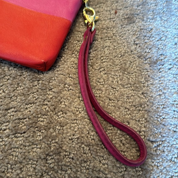 Fossil Red Pink Leather Color Block Wristlet Wallet - Picture 2 of 5